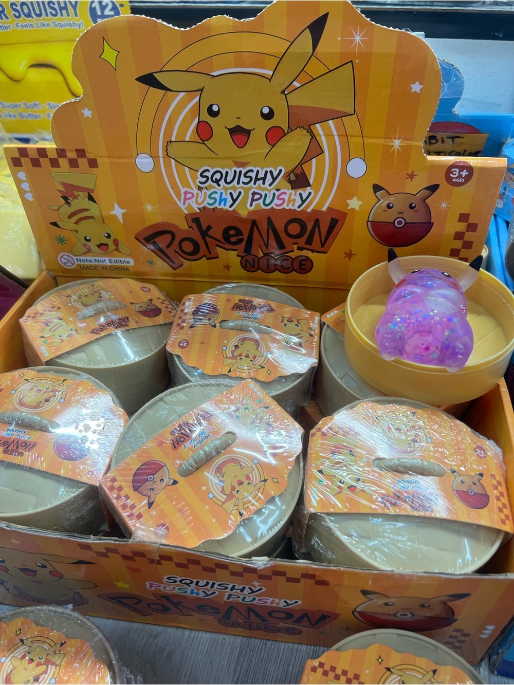 Squishy Pushy Pushy Pikachu Yellow Stress Toy